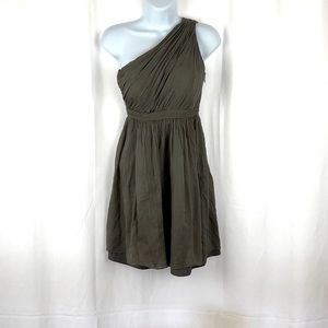 J.Crew Silk ruched bodice one shoulder dress 2P